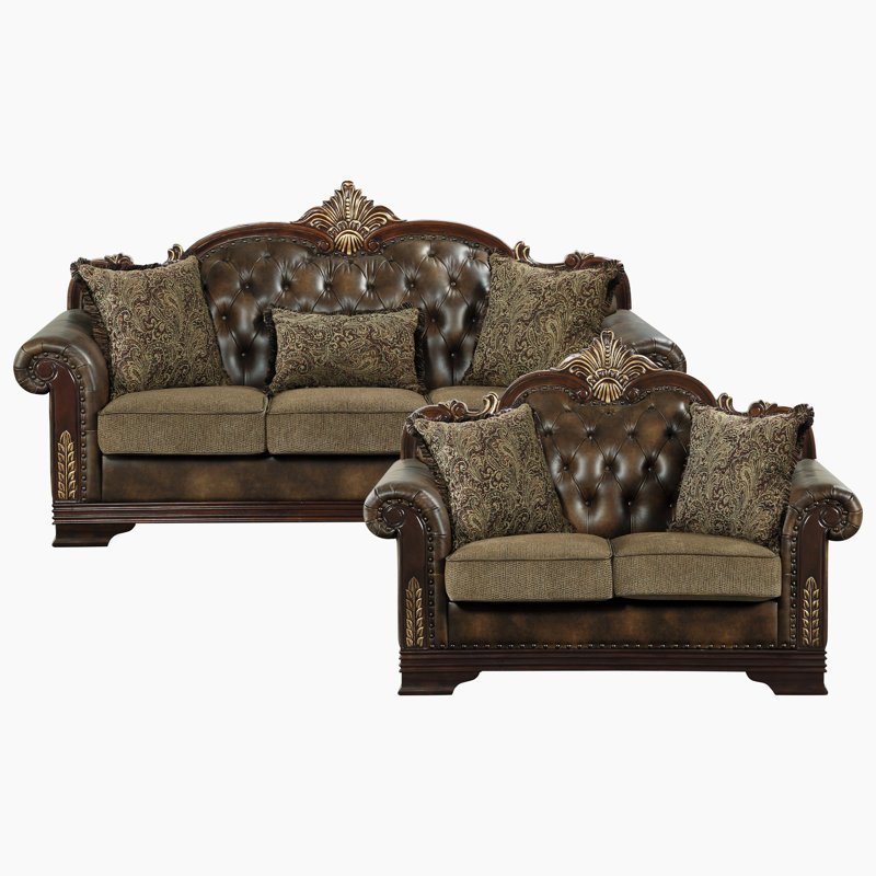 Astoria Grand Vega Vega 2Piece Tufted Faux Leather Upholstered Living